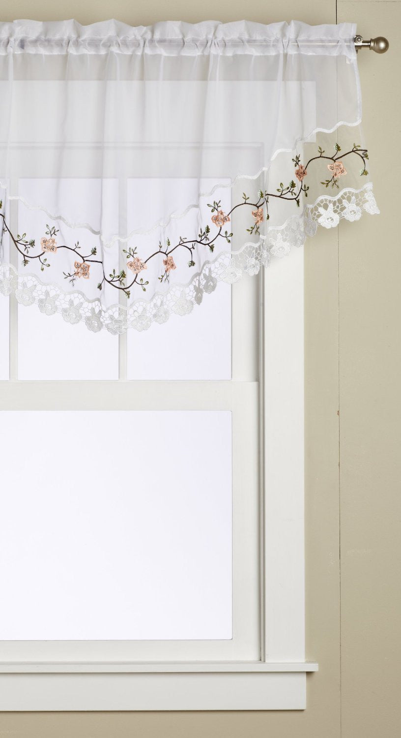 Rose Garden Embroidered Macrame Organza M-Valances