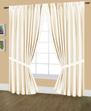 Elaine Faux Silk Pinch Pleated Lined (LIGHT FILTERING) Drapes Triple Width with Tie Backs & Hooks, available in 3 sizes (144x63, 144x84, 144x95) and in 24 colors.