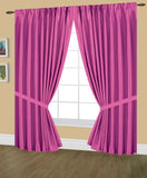 Elaine Faux Silk Pinch Pleated Lined (LIGHT FILTERING) Drapes Triple Width with Tie Backs & Hooks, available in 3 sizes (144x63, 144x84, 144x95) and in 24 colors.