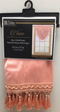 Elaine Faux Silk Waterfall Valance with Rod Pocket & Fringes. 47"W x 37"L