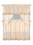 Kitchen Curtains, Part 3 Embroidered Rod Pocket Window Tiers & Swag Valance- 3PC Kitchen Curtain Sets.