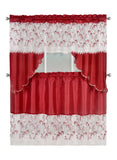 Kitchen Curtains, Part 3 Embroidered Rod Pocket Window Tiers & Swag Valance- 3PC Kitchen Curtain Sets.