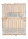 Kitchen Curtains, Part 3 Embroidered Rod Pocket Window Tiers & Swag Valance- 3PC Kitchen Curtain Sets.