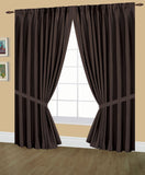 Elaine Faux Silk Pinch Pleated Lined Drapes Triple Width with Tie Backs & Hooks, available in 3 sizes (144x63, 144x84, 144x95) and in 24 colors.