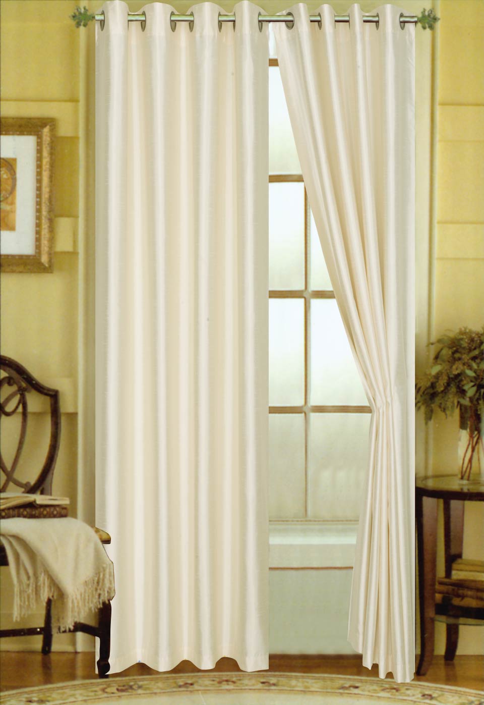 Elaine 63"L Faux Silk Panel with 8-Top Grommets