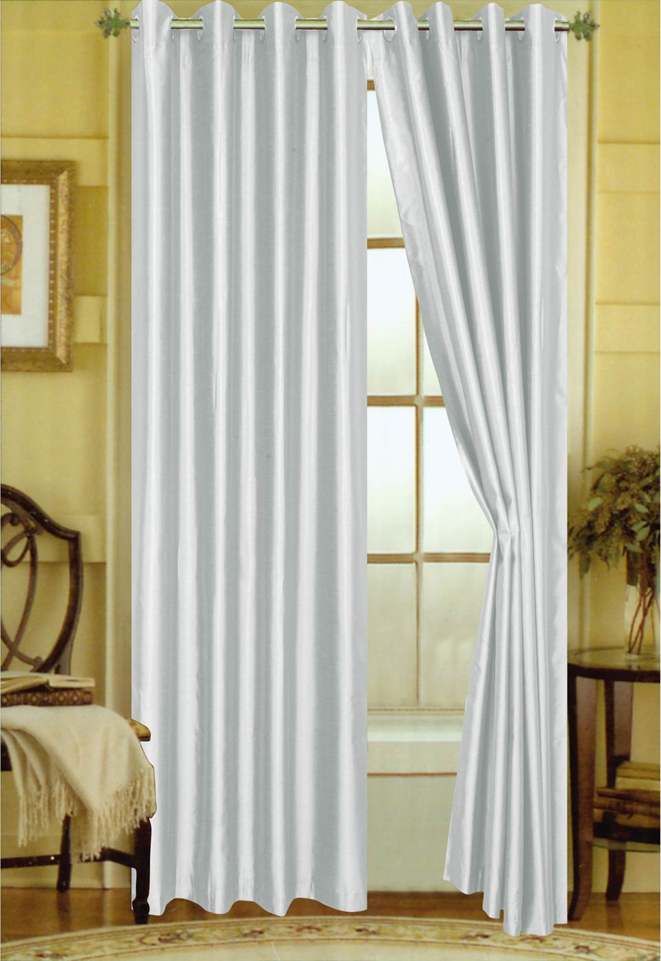 Elaine 63"L Faux Silk Panel with 8-Top Grommets
