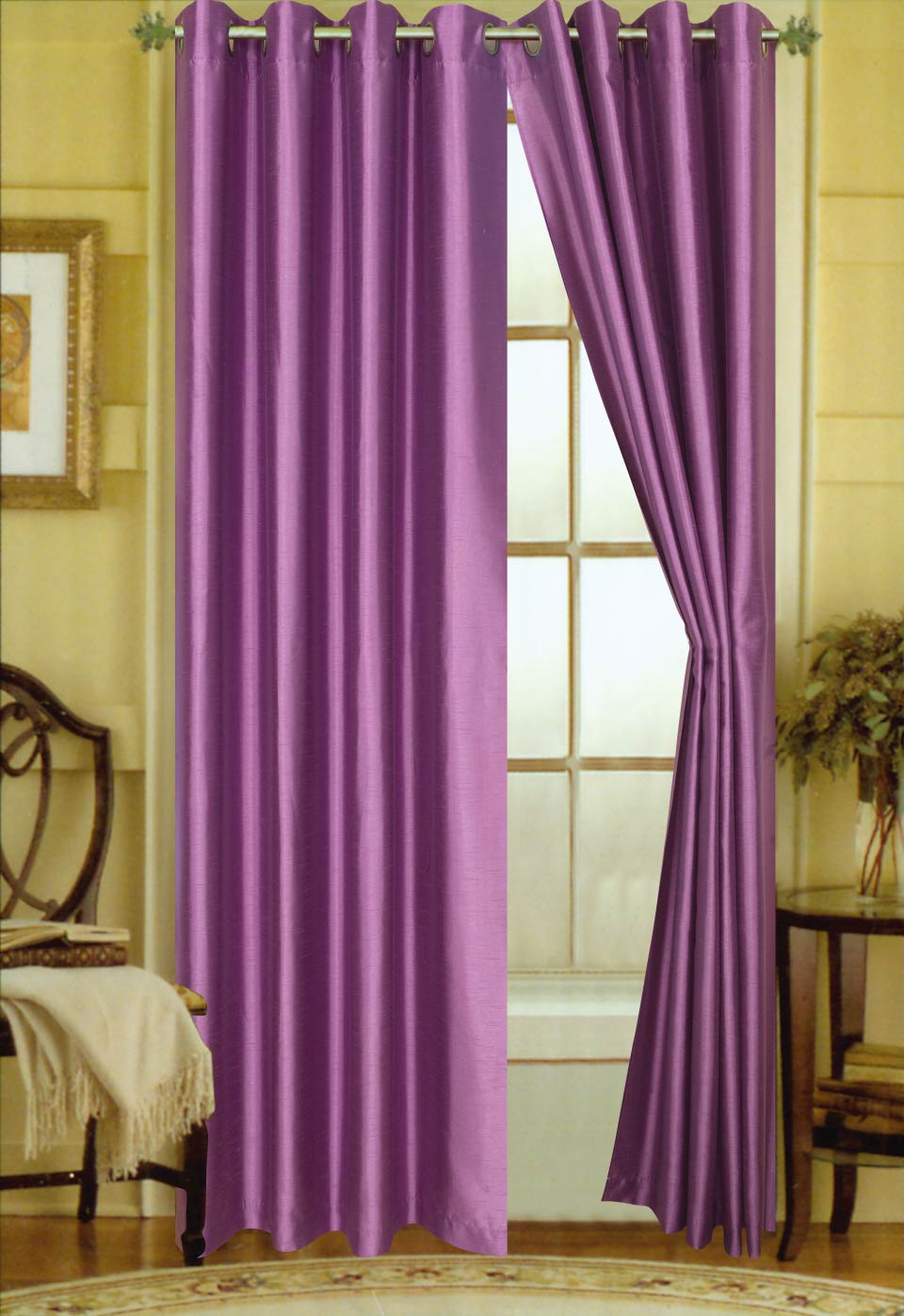 Elaine 63"L Faux Silk Panel with 8-Top Grommets