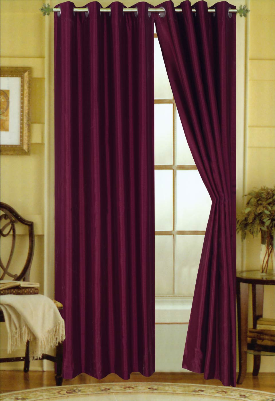 Elaine 63"L Faux Silk Panel with 8-Top Grommets