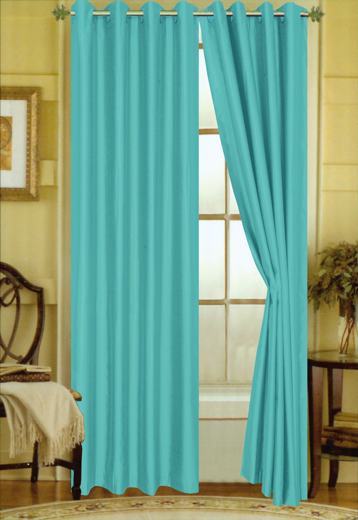 Elaine 63"L Faux Silk Panel with 8-Top Grommets