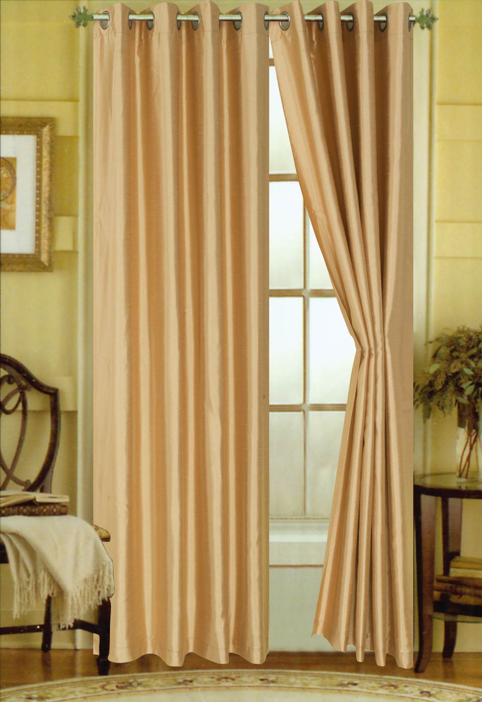 Elaine 63"L Faux Silk Panel with 8-Top Grommets