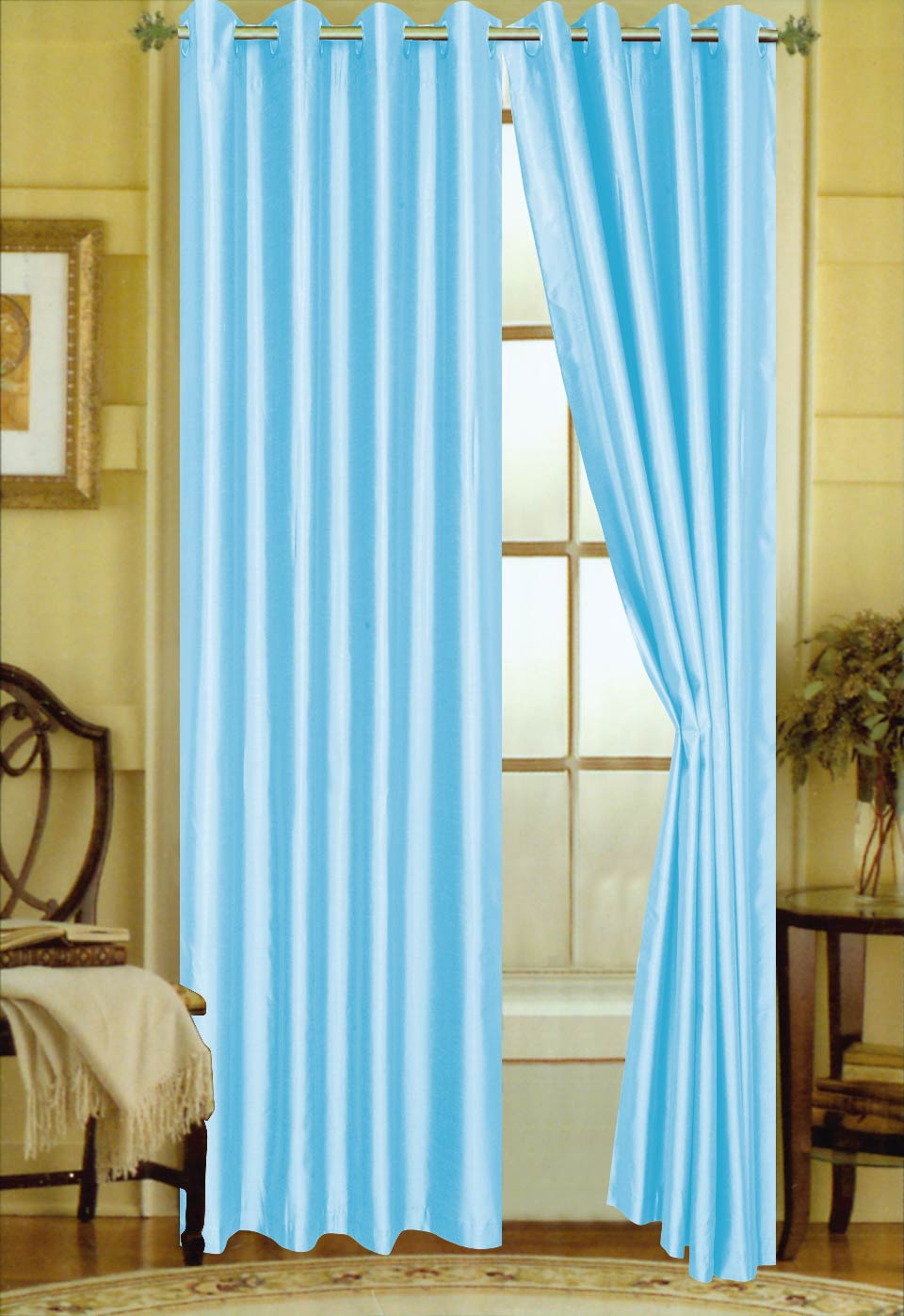 Elaine 63"L Faux Silk Panel with 8-Top Grommets