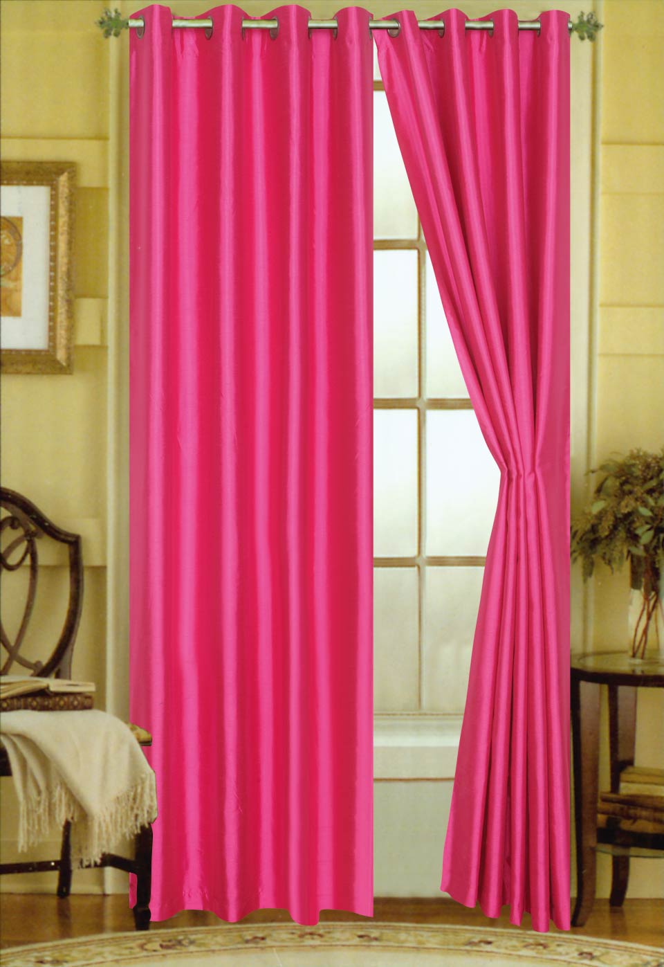 Elaine 63"L Faux Silk Panel with 8-Top Grommets