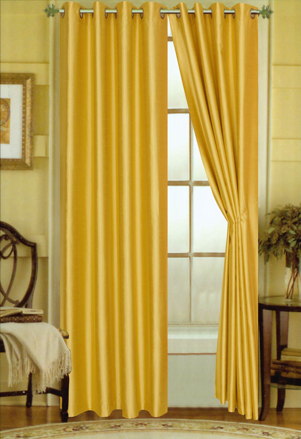 Elaine 63"L Faux Silk Panel with 8-Top Grommets