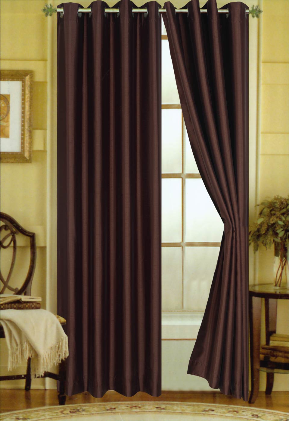 Elaine 63"L Faux Silk Panel with 8-Top Grommets