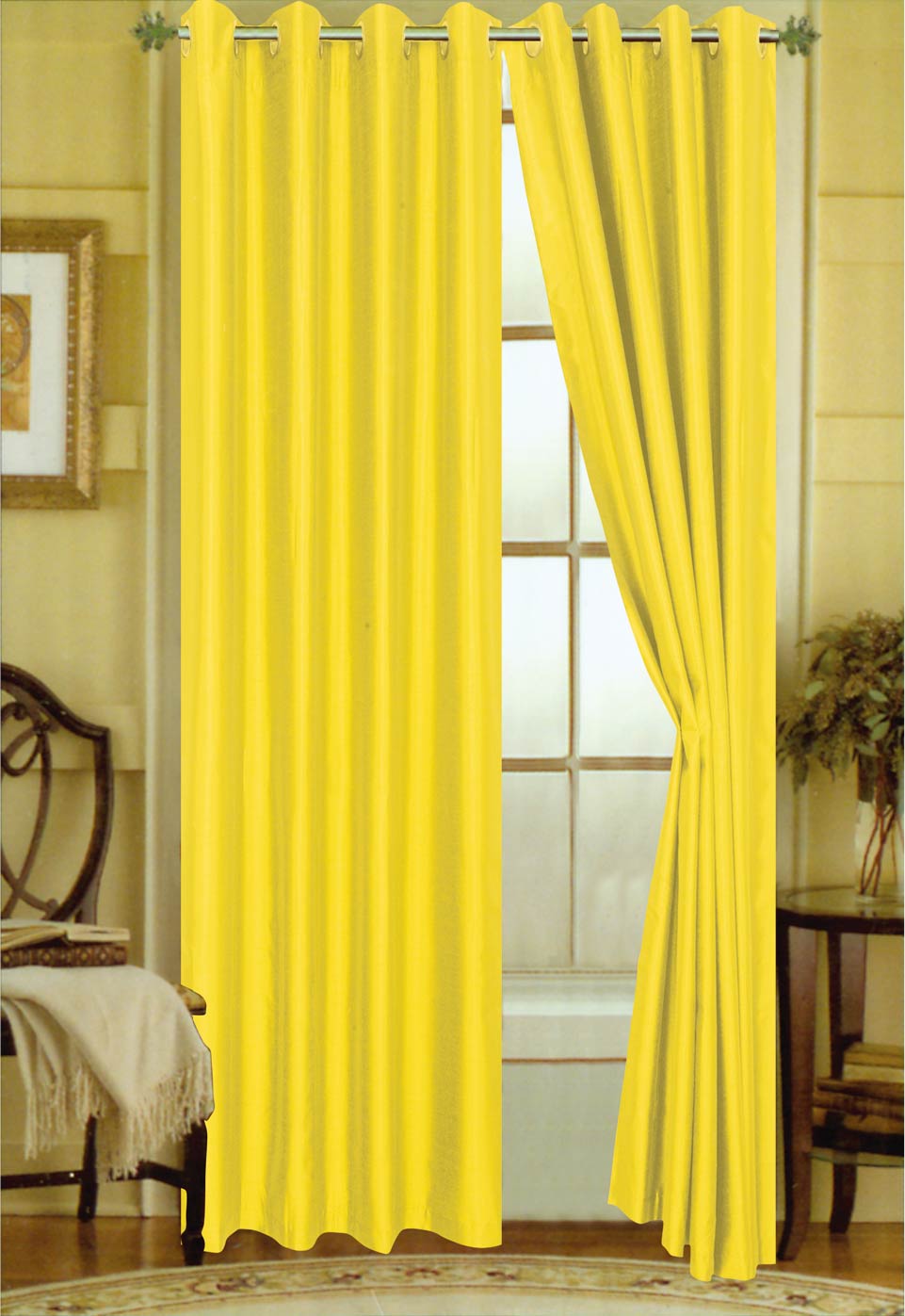 Elaine 63"L Faux Silk Panel with 8-Top Grommets
