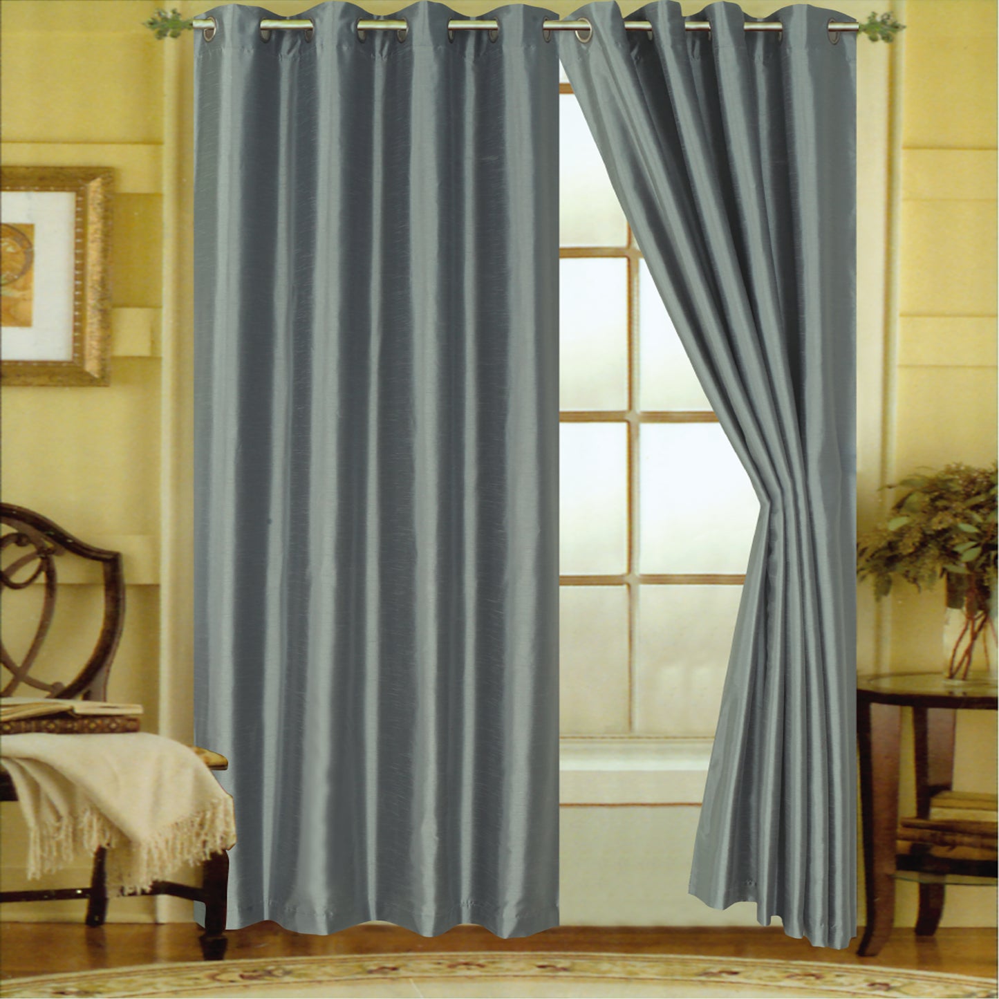 Elaine 63"L Faux Silk Panel with 8-Top Grommets