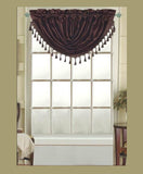 Elaine Faux Silk Waterfall Valance with Rod Pocket & Fringes. 47"W x 37"L