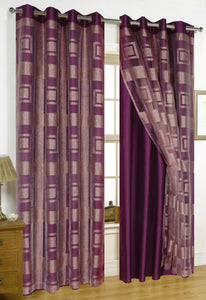 Times Square Clipped Jacquard Double Panel with 8 Grommets and Crushed Taffeta Backing