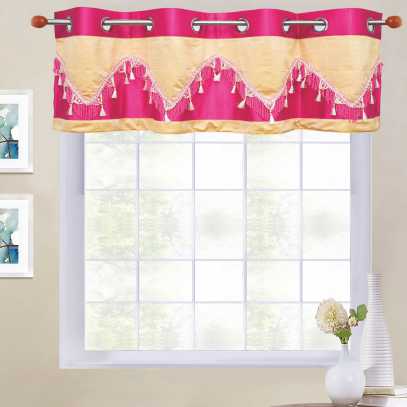 Double Festoon 8-Top Grommet Valance in size of 58"Wide X 18"Long