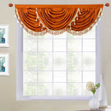 Triple Rod Pocket Waterfall Valance and Fringes