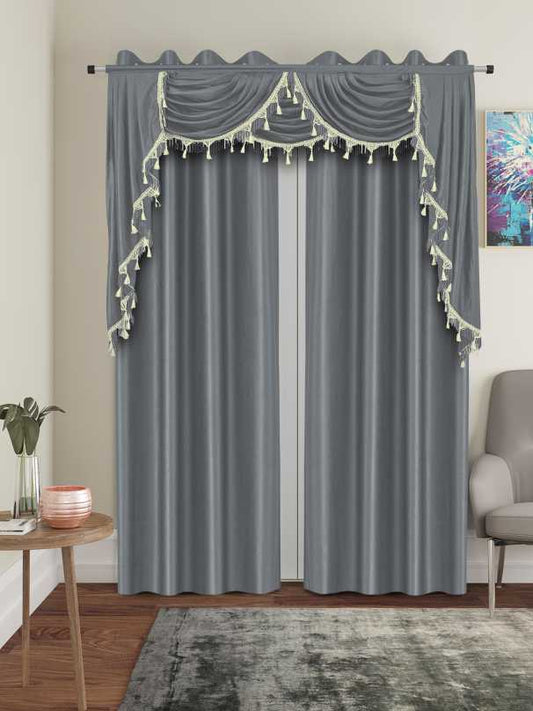 One Triple Waterfall Valance with Swag, (decorated in front of a curtain not included) in size 54"Wide X 52"Long (#850)