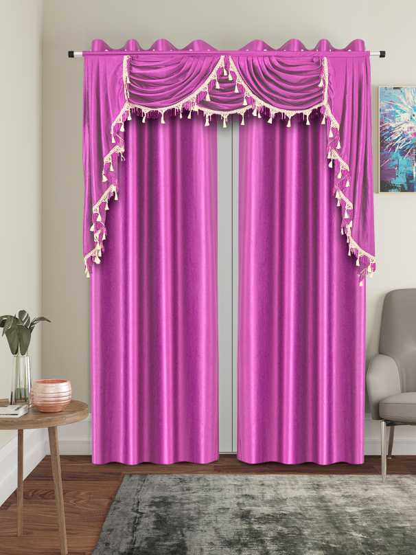 One Triple Waterfall Valance with Swag, (decorated in front of a curtain not included) in size 54"Wide X 52"Long (#850)