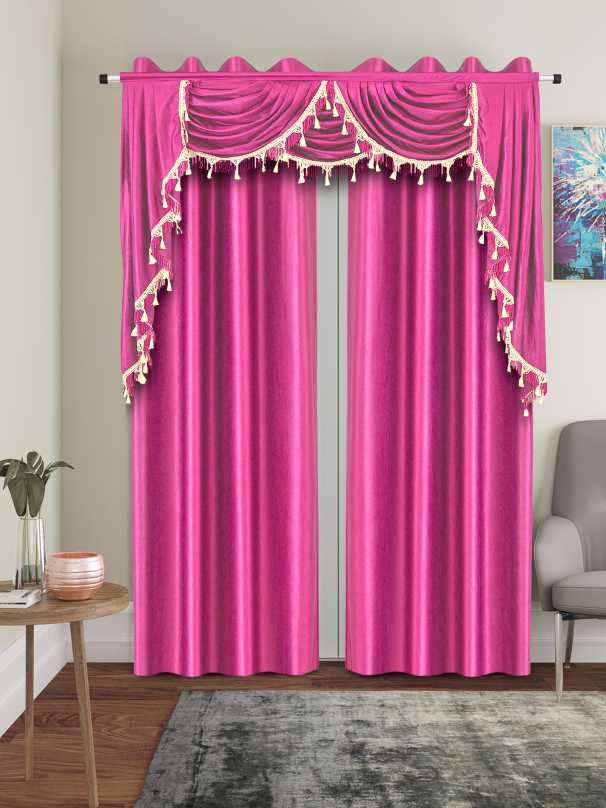 One Triple Waterfall Valance with Swag, (decorated in front of a curtain not included) in size 54"Wide X 52"Long (#850)