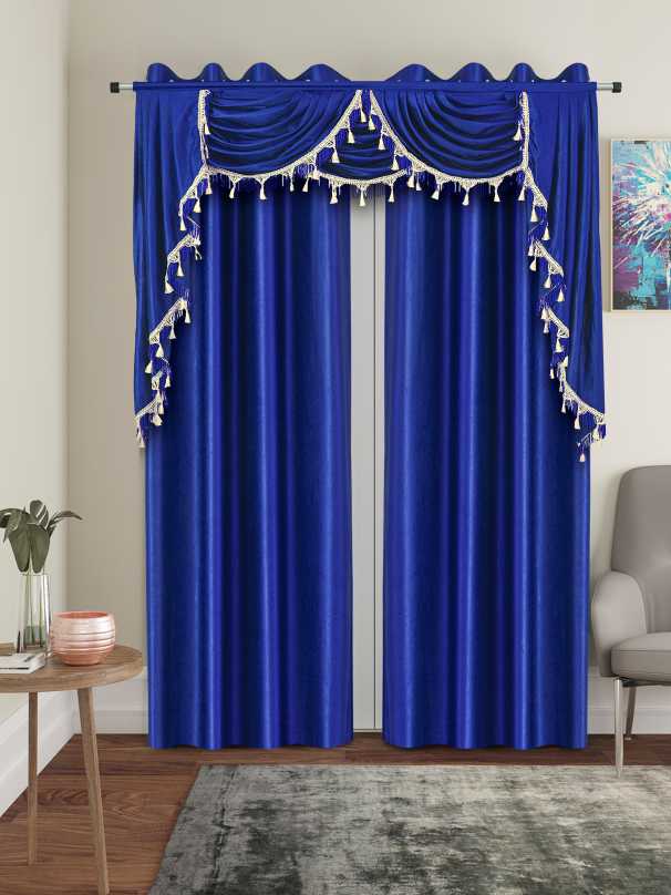 One Triple Waterfall Valance with Swag, (decorated in front of a curtain not included) in size 54"Wide X 52"Long (#850)