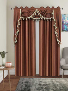 One Triple Waterfall Valance with Swag, (decorated in front of a curtain not included) in size 54"Wide X 52"Long (#850)