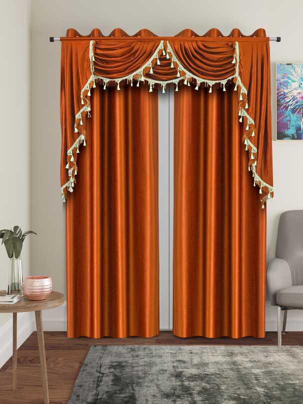 One Triple Waterfall Valance with Swag, (decorated in front of a curtain not included) in size 54"Wide X 52"Long (#850)