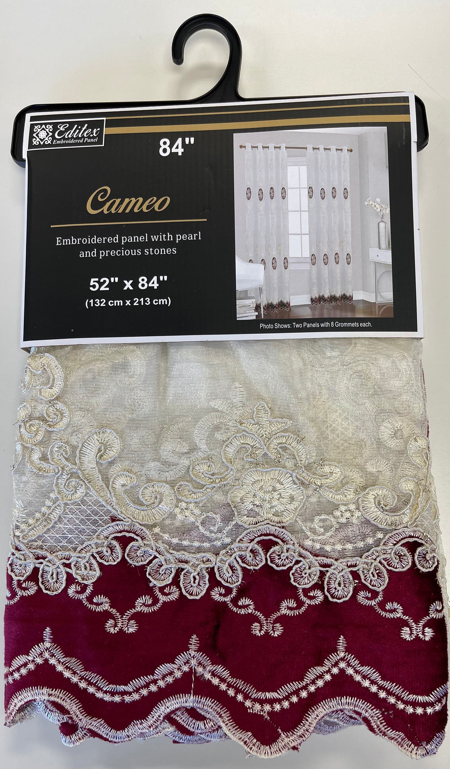 Cameo Embroidered Panel with Pearls & Precious Stones