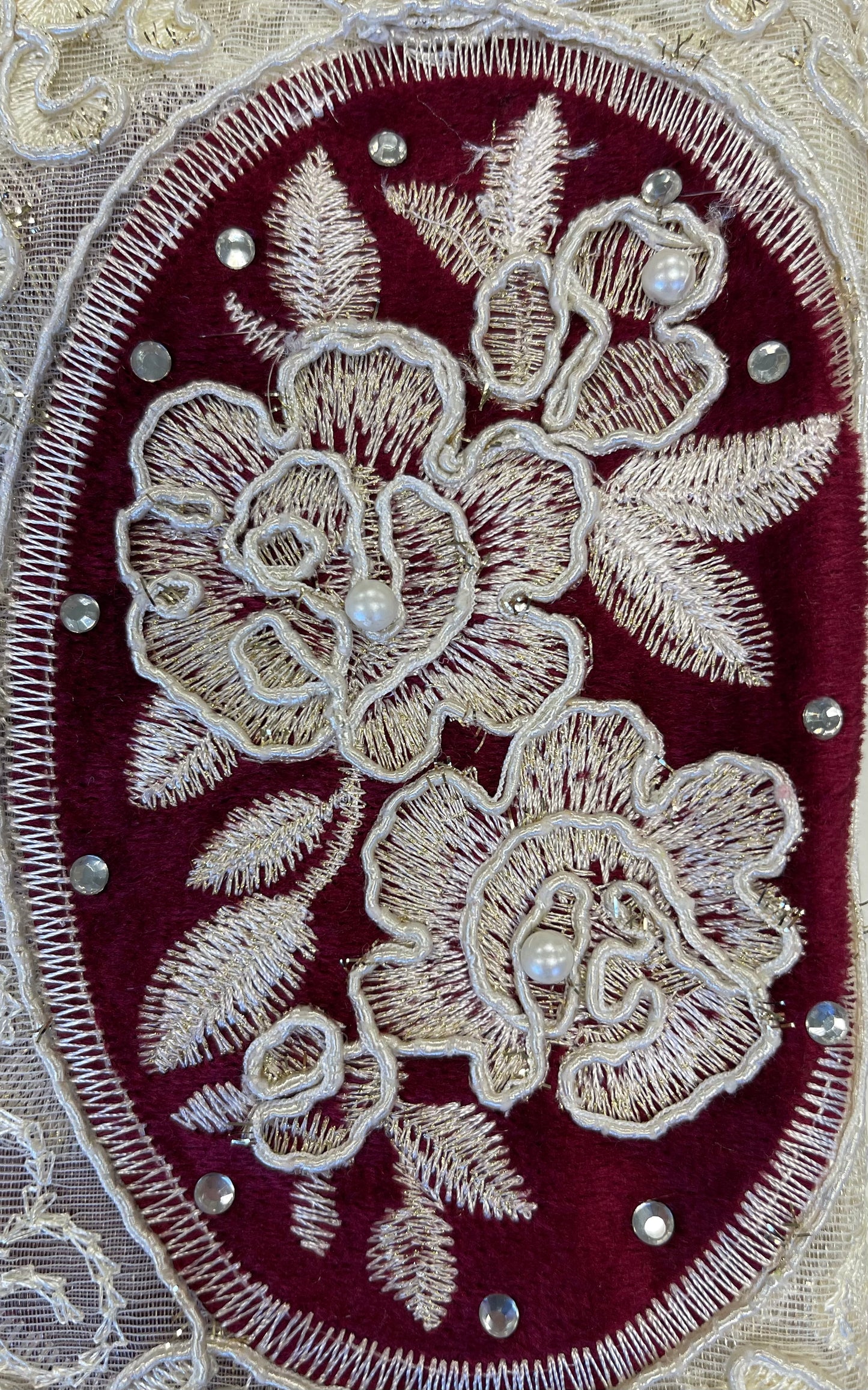 Cameo Embroidered Panel with Pearls & Precious Stones