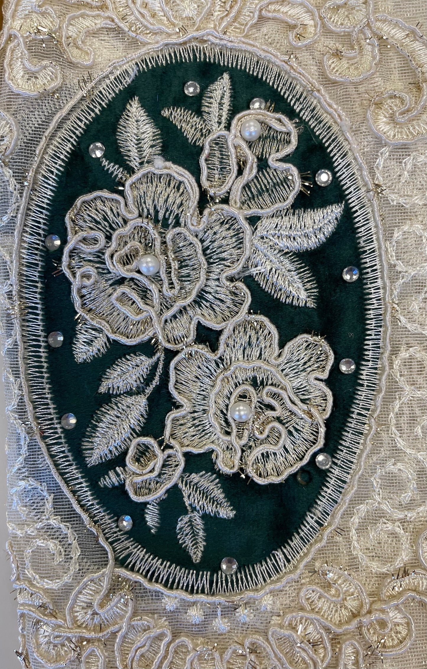 Cameo Embroidered Panel with Pearls & Precious Stones