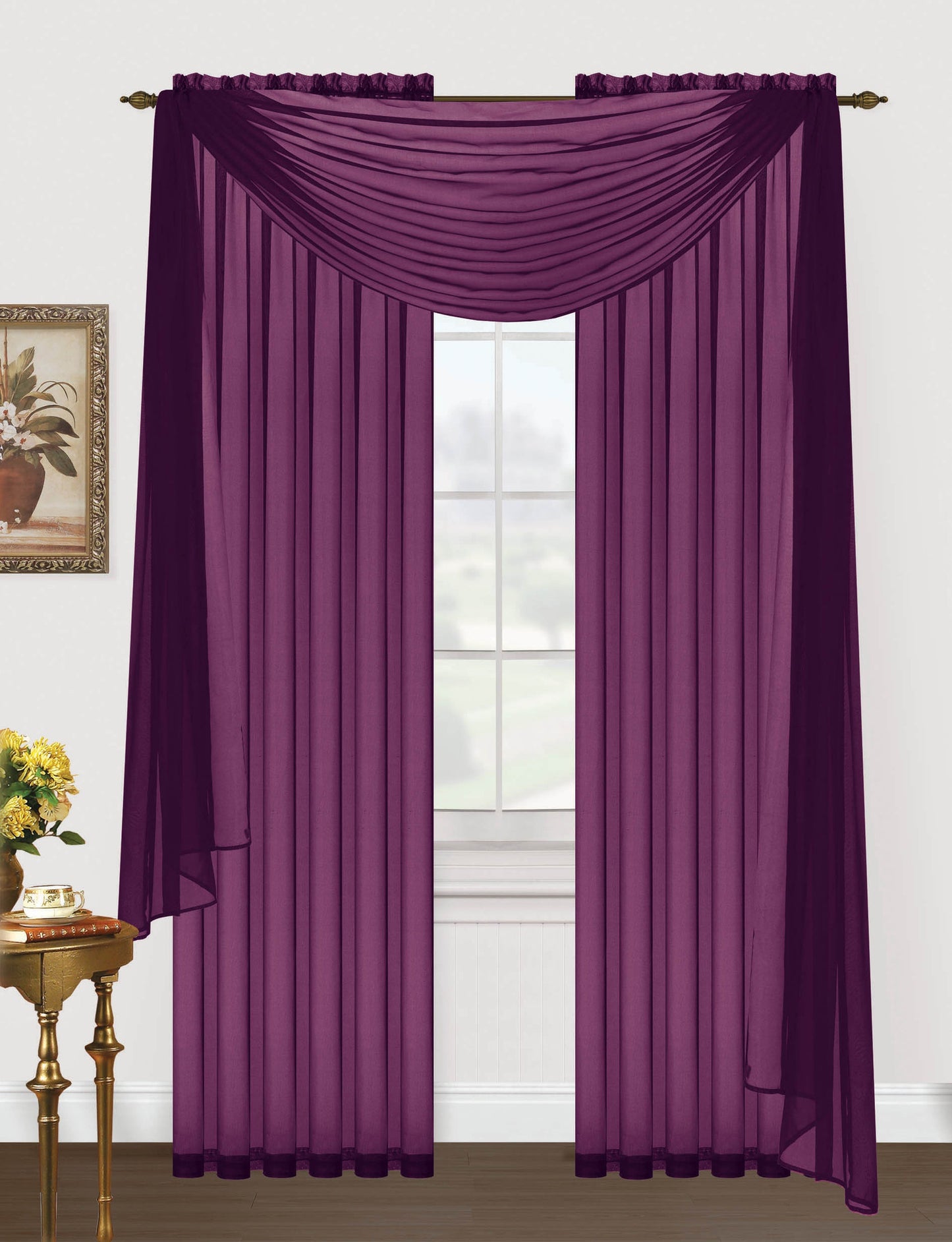 Monique Sheer Voile Window Scarf -216"L