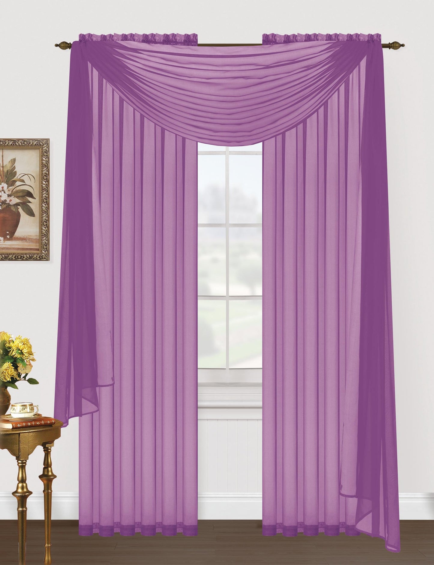 Monique Sheer Voile Window Scarf -216"L