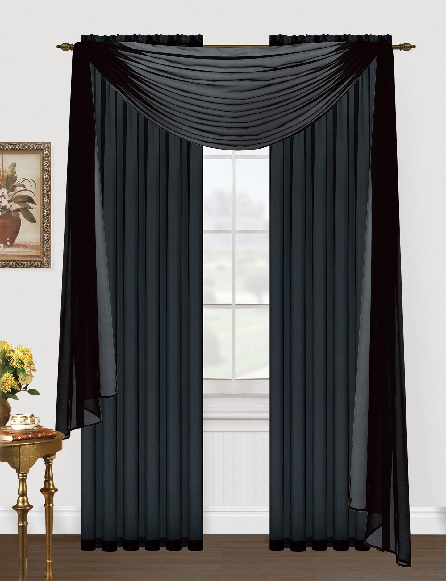 Monique Sheer Voile Window Scarf -216"L