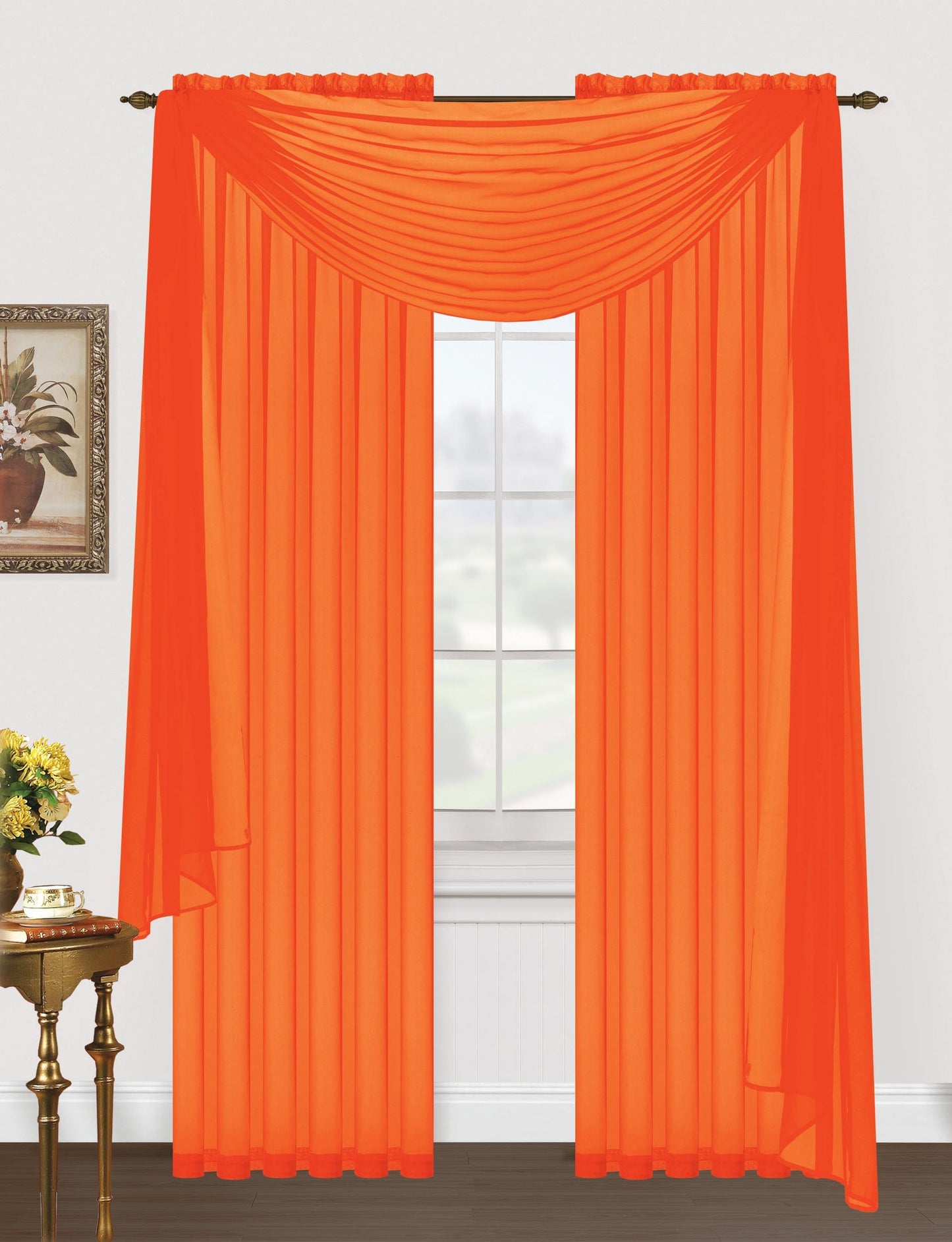 Monique Sheer Voile Window Scarf -216"L