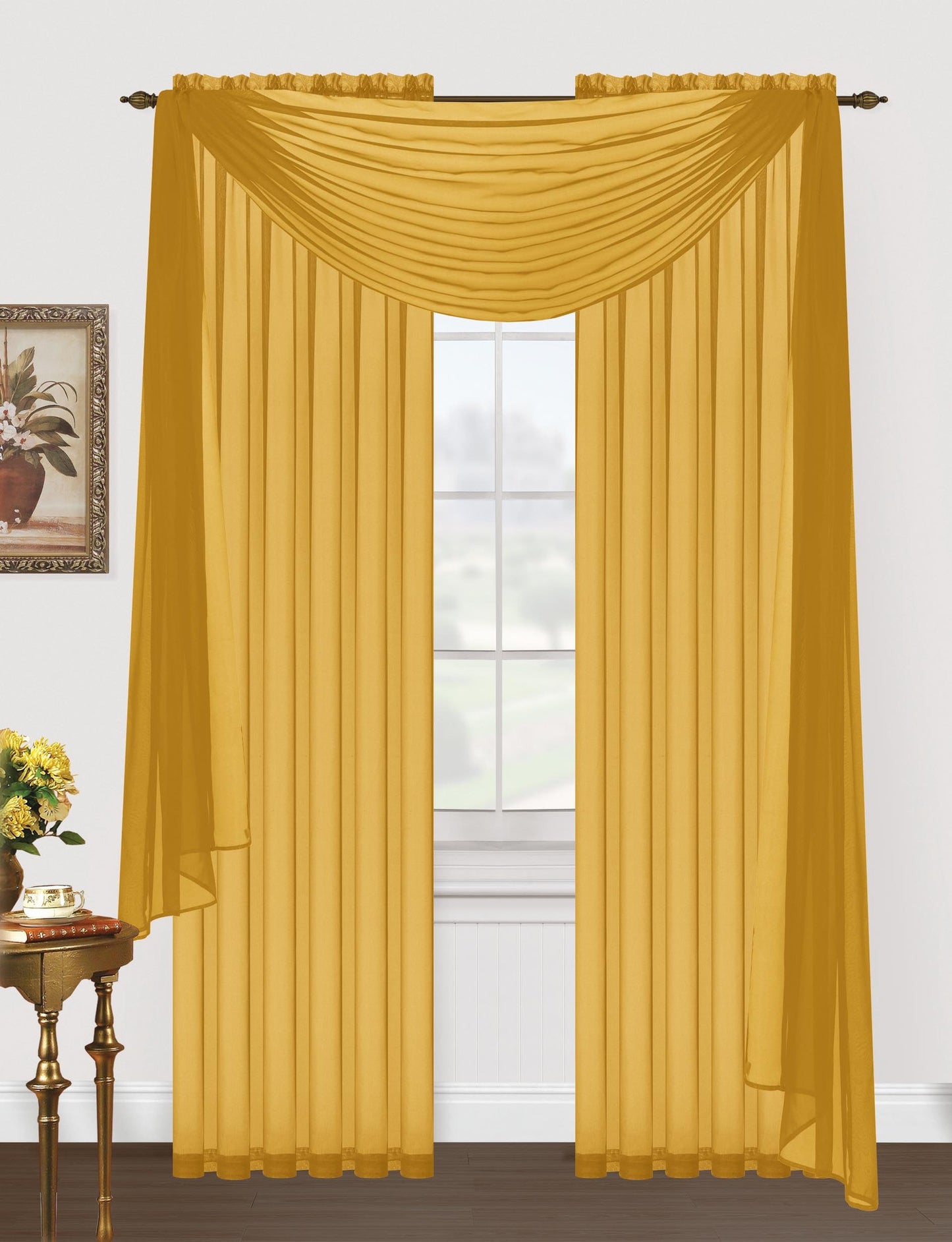 Monique Sheer Voile Window Scarf -216"L