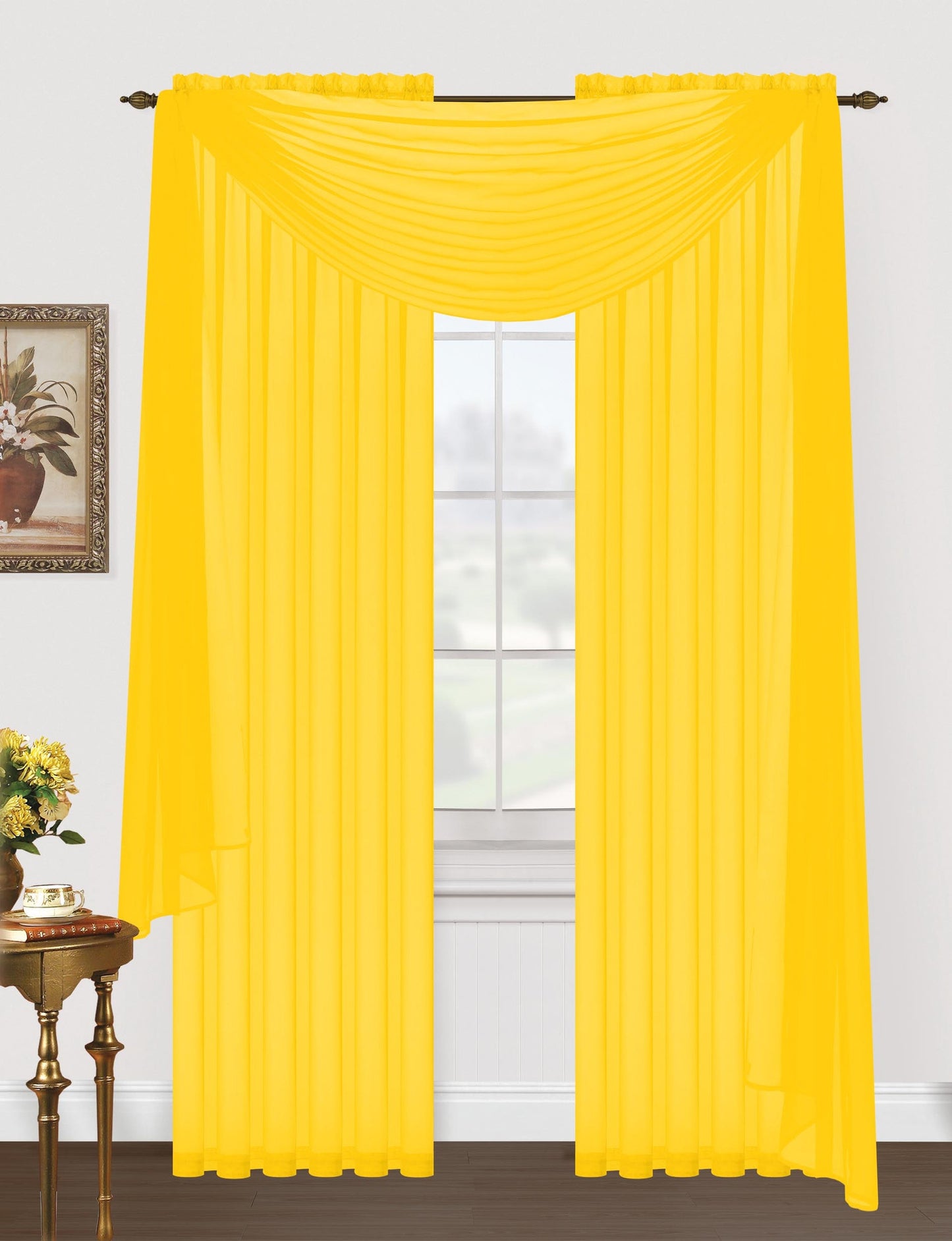 Monique Sheer Voile Window Scarf -216"L