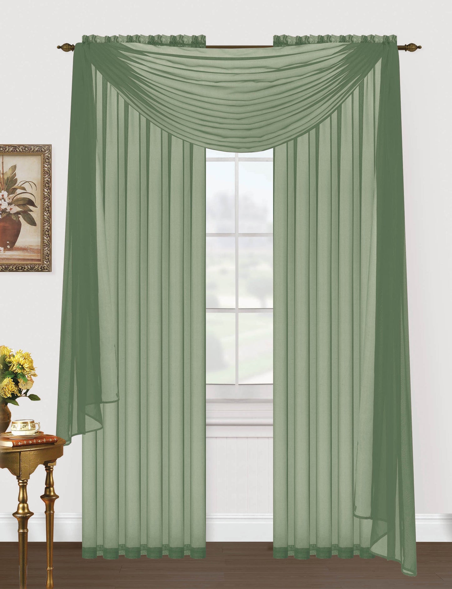 Monique Sheer Voile Window Scarf -216"L