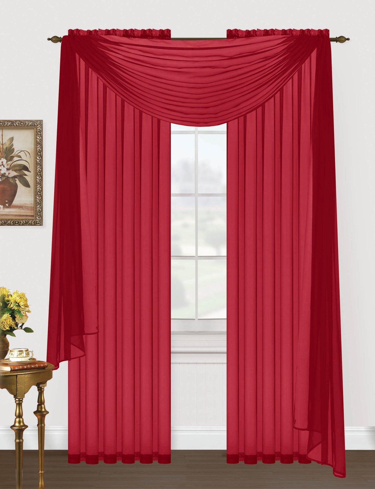 Monique Sheer Voile Window Scarf -216"L